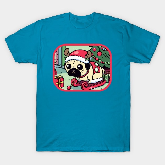 Christmas Pug T-Shirt by Pickledjo